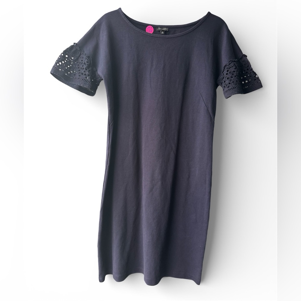 LOFT Stretchy Navy Eyelet Sleeve Dress